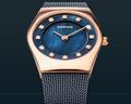 With fine blue Milanese mesh straps :: BERING